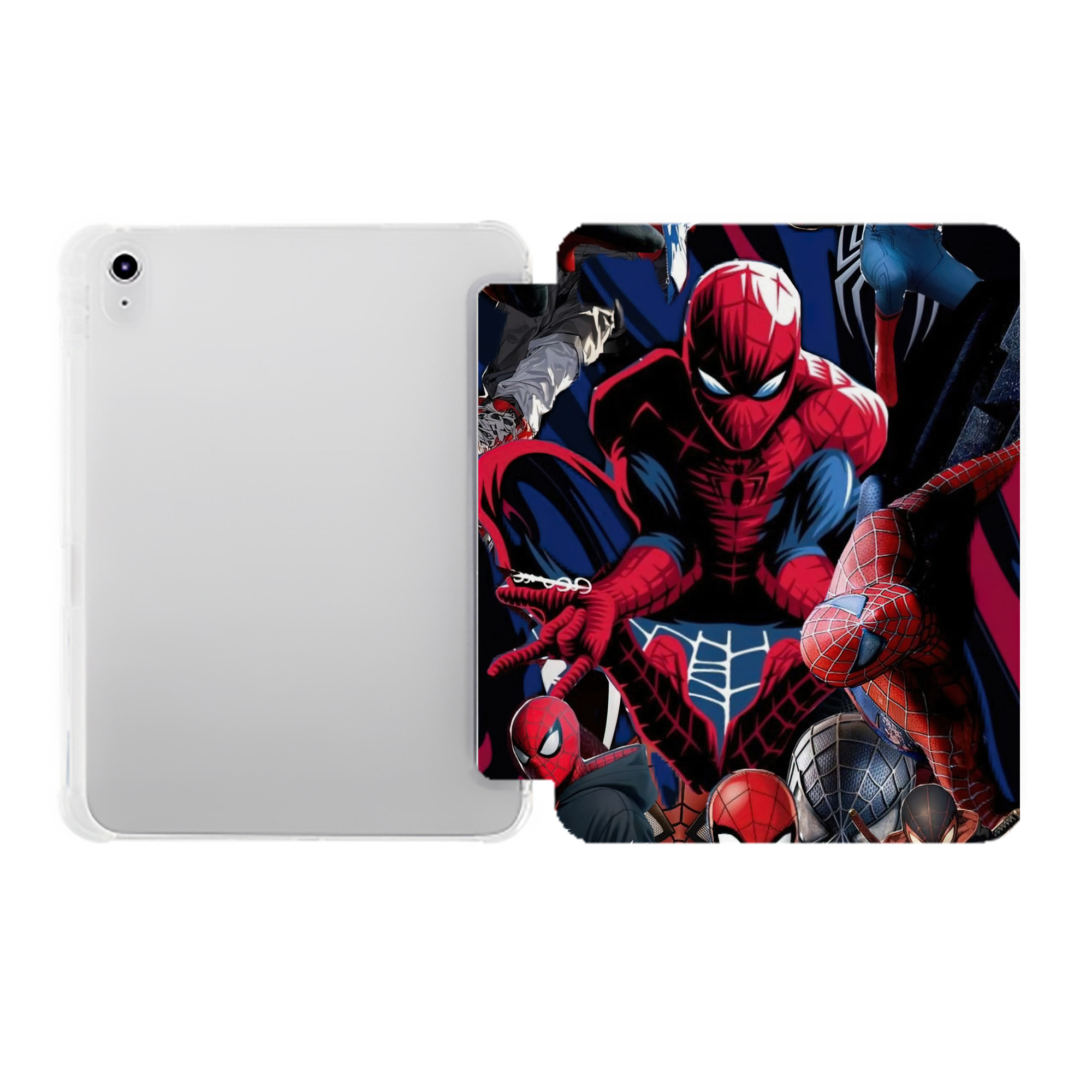 （画像用） Spider Man スパイダーマン IPad ケース ペン収納付き 三つ折りスタンド PUレザー×シリコン 対応機種9.5/10.5/10.9インチ